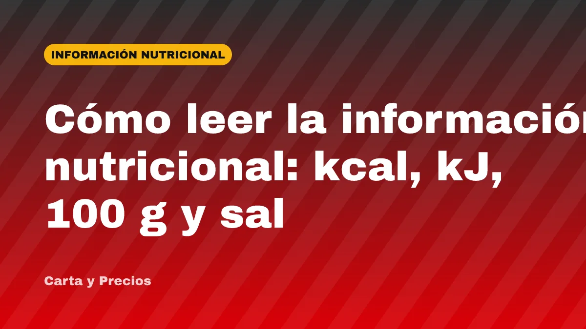 Cómo leer la información nutricional: kcal, kJ, 100 g y sal